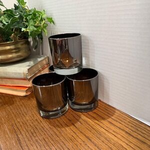 Vintage Silver Fade Lowball Whiskey Glass MCM Tumblers Barware